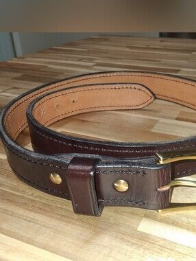 Mitch Rosen Express Line BHL Cuban Brown Leather Belt Solid Brass Buckle 40
